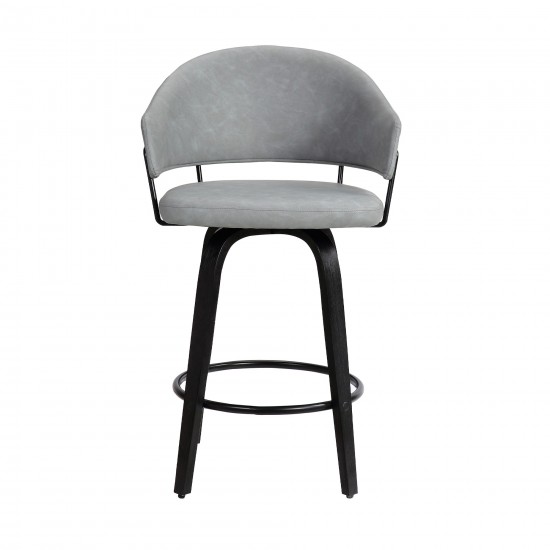 Doral 26" Dark Gray Faux Leather Barstool in Black Powder Coated Finish