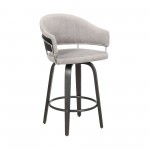 Doral 26" Light Gray Velvet Barstool in Black Powder Coated Finish with Chrome