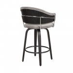 Doral 26" Light Gray Velvet Barstool in Black Powder Coated Finish with Chrome