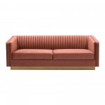 Miranda Blush Velvet and Gold Sofa