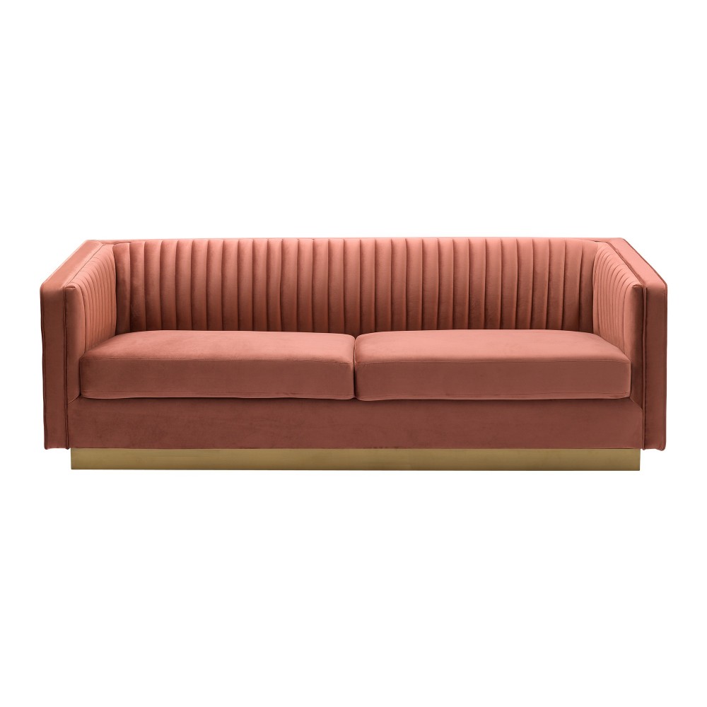 Miranda Blush Velvet and Gold Sofa