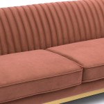 Miranda Blush Velvet and Gold Sofa