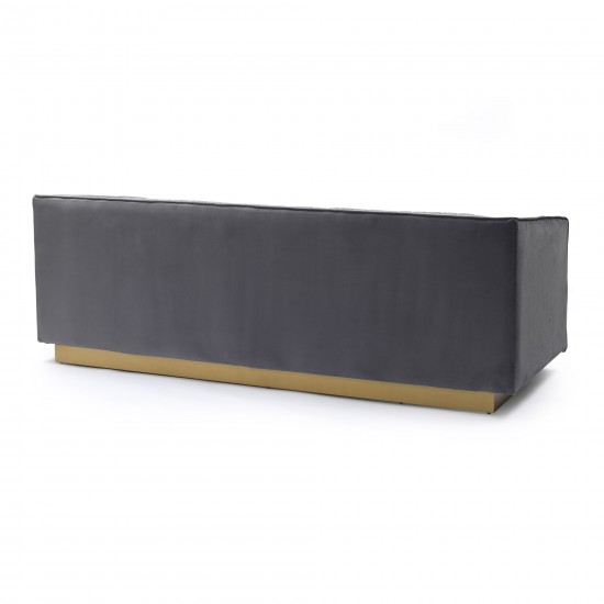 Miranda Dark Gray Velvet and Gold Sofa