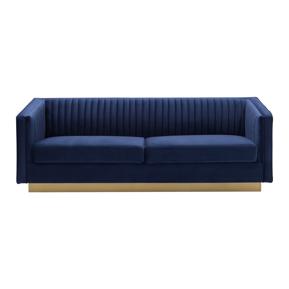 Miranda Navy Velvet and Gold Sofa