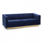 Miranda Navy Velvet and Gold Sofa