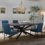 Pirate and Blue Velvet Napoli 5 Piece Modern Dining Set