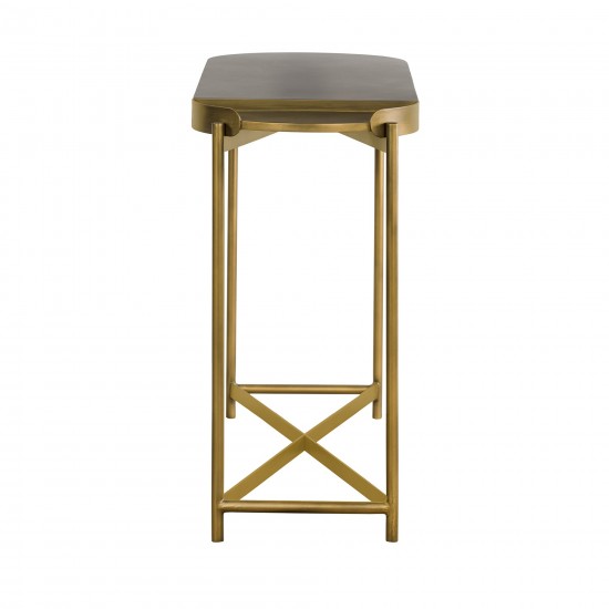 Dua Gray Concrete Console Table with Antique Brass