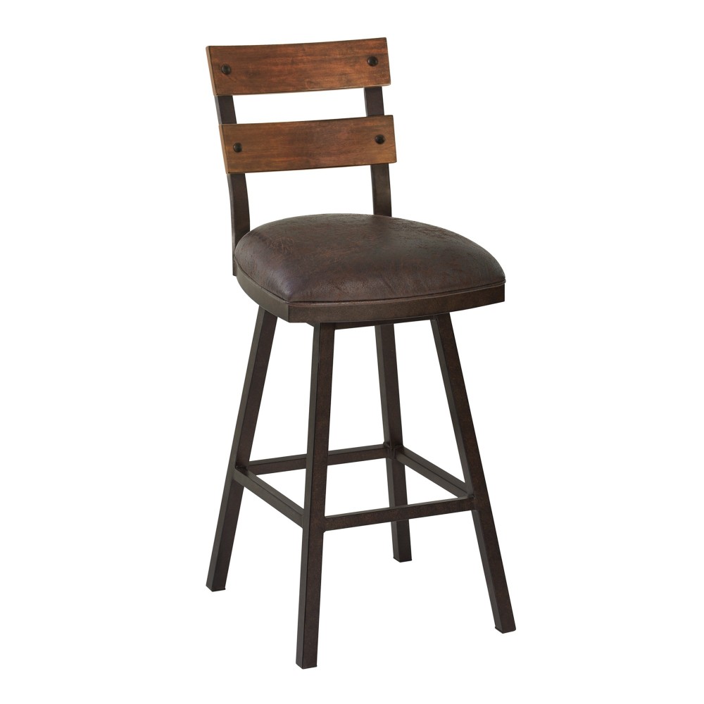 Saugus 26" Counter Height Metal Swivel Barstool in Bandero Espresso Fabric