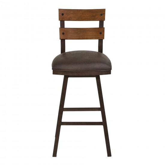 Saugus 26" Counter Height Metal Swivel Barstool in Bandero Espresso Fabric