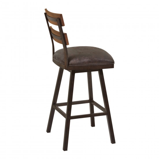 Saugus 26" Counter Height Metal Swivel Barstool in Bandero Espresso Fabric