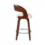 Shelly 26" Counter Height Swivel Cream Faux Leather and Walnut Wood Bar Stool