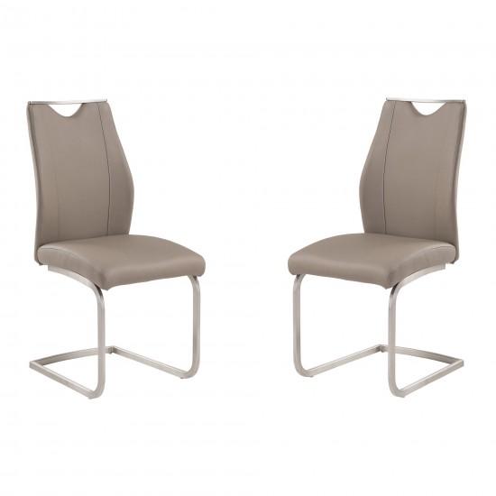 Bravo Dining Chair In Coffee Faux Leather - Set of 2