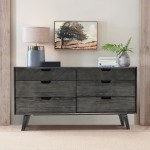 Mohave Mid-Century Tundra Gray Acacia 6 Drawer Dresser