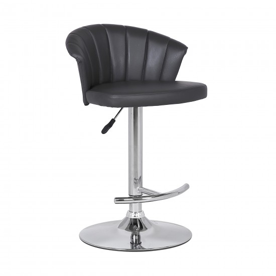 Kenzie Adjustable Modern Gray Faux Leather Bar Stool