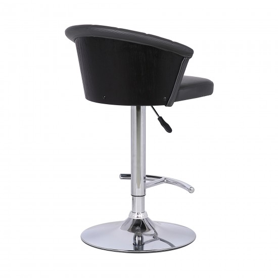 Kenzie Adjustable Modern Gray Faux Leather Bar Stool