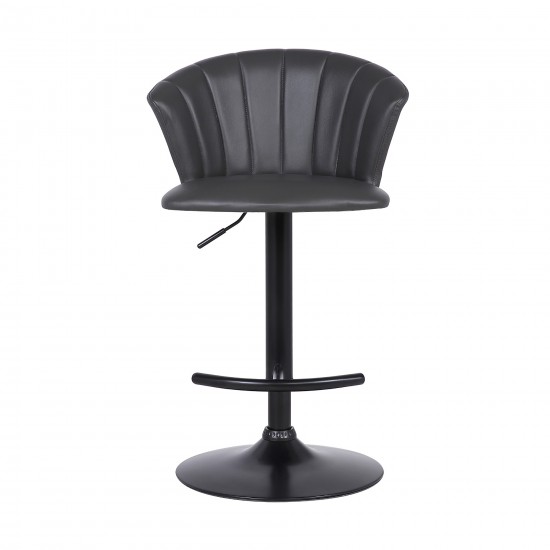 Raquel Adjustable Modern Gray Faux Leather Bar Stool