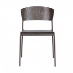 Nick Walnut and Metal Open Back Dining Accent Chairs (Set of 2)