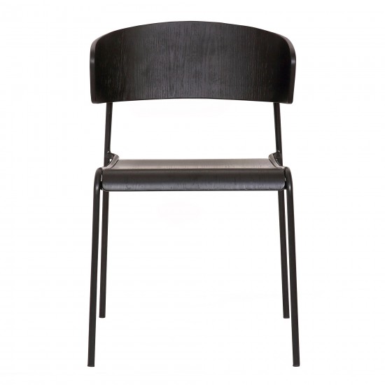 Zeph Black Wood and Metal Open Back Dining Chairs (Set of 2)