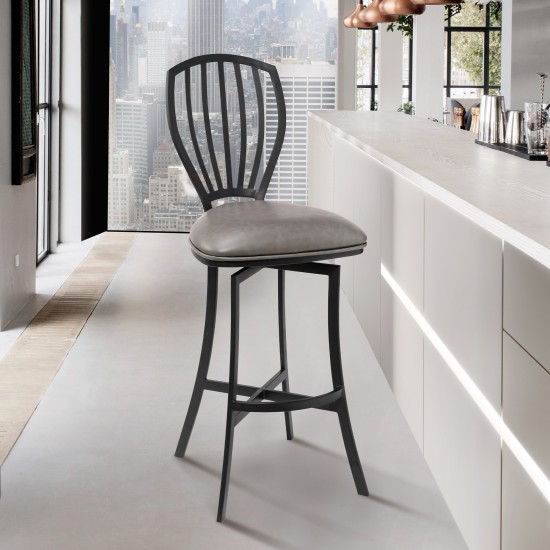 Sandy Contemporary 26" Counter Height Barstool in Matte Black Finish