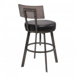 Montreal Adjustable Barstool in Mineral Finish with Black Faux Leather