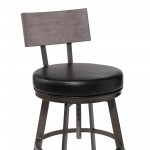 Montreal Adjustable Barstool in Mineral Finish with Black Faux Leather