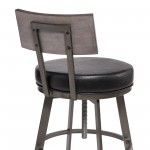 Montreal Adjustable Barstool in Mineral Finish with Black Faux Leather