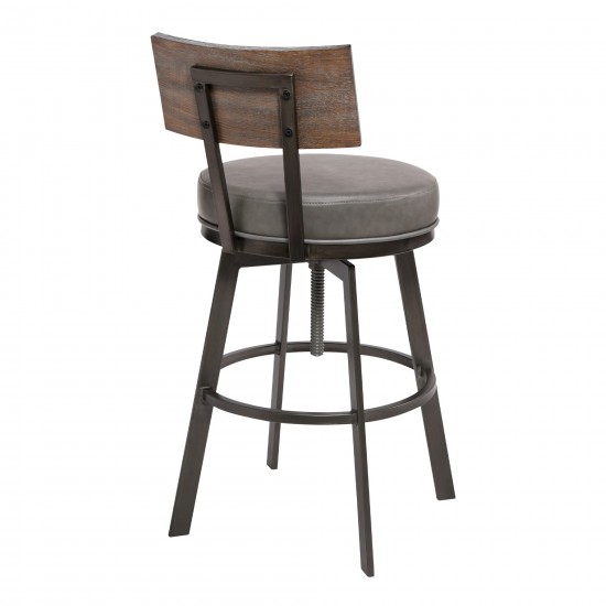 Montreal Adjustable Barstool in Mineral Finish with Gray Faux Leather