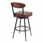 Denver 26" Counter Height Barstool in Black Finish and Coffee Faux Leather