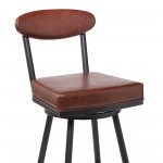 Denver 26" Counter Height Barstool in Black Finish and Coffee Faux Leather