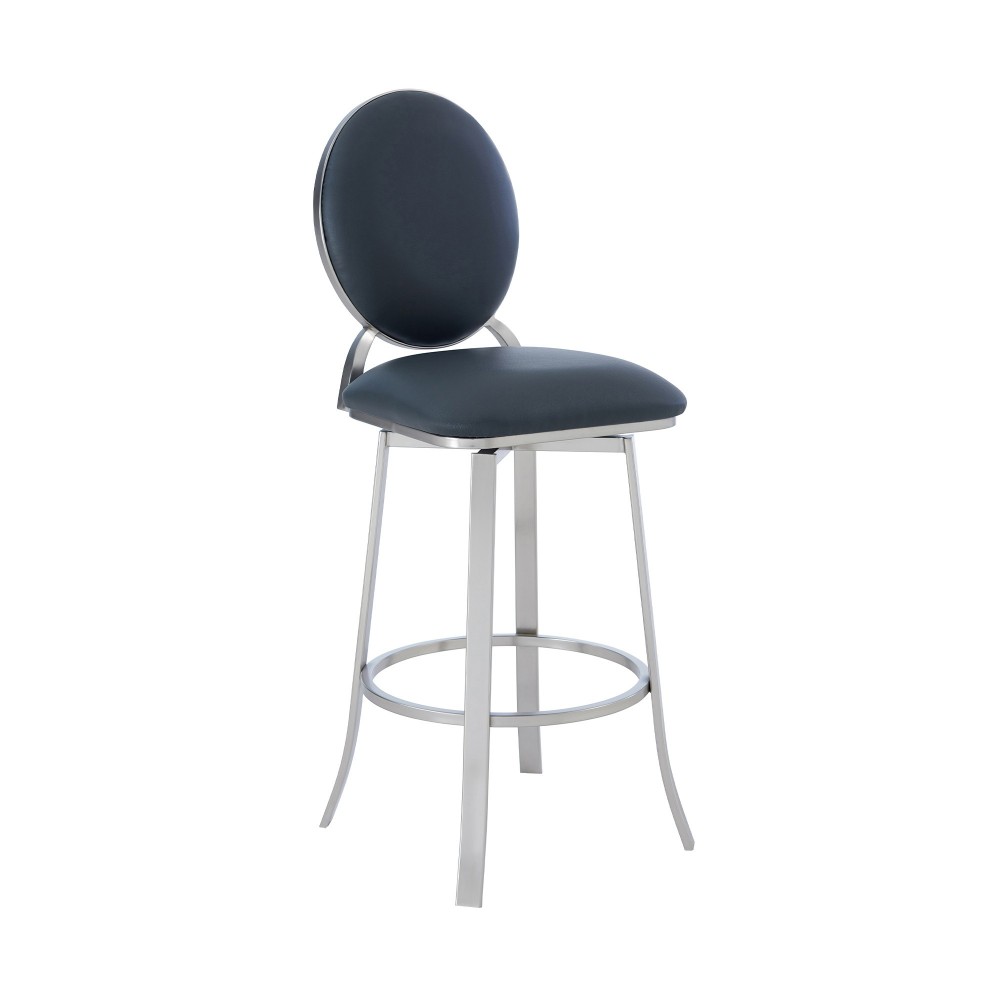 Pia 26" Counter Height Barstool in Gray Faux Leather Pia 26" Counter Height Barstool in Gray Faux Leather