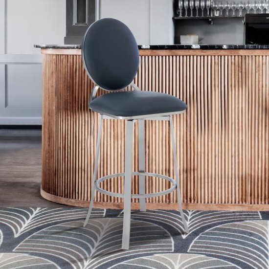Pia 26" Counter Height Barstool in Gray Faux Leather