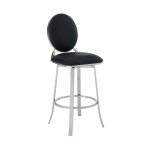 Pia Contemporary 26" Counter Height Barstool in Brushed Stainless Steel Finish