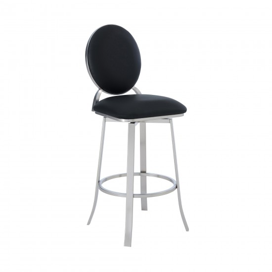 Pia Contemporary 26" Counter Height Barstool in Brushed Stainless Steel Finish