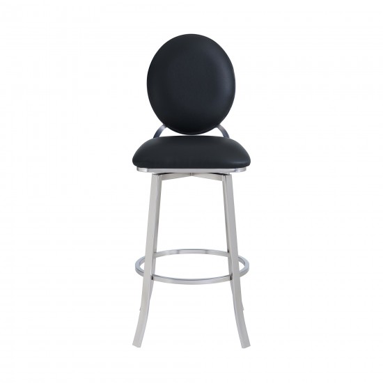 Pia Contemporary 26" Counter Height Barstool in Brushed Stainless Steel Finish