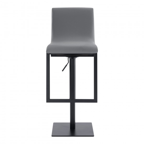 Victory Contemporary Swivel Barstool in Matte Black Finish and Gray Faux Leather