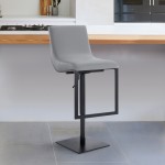 Victory Contemporary Swivel Barstool in Matte Black Finish and Gray Faux Leather