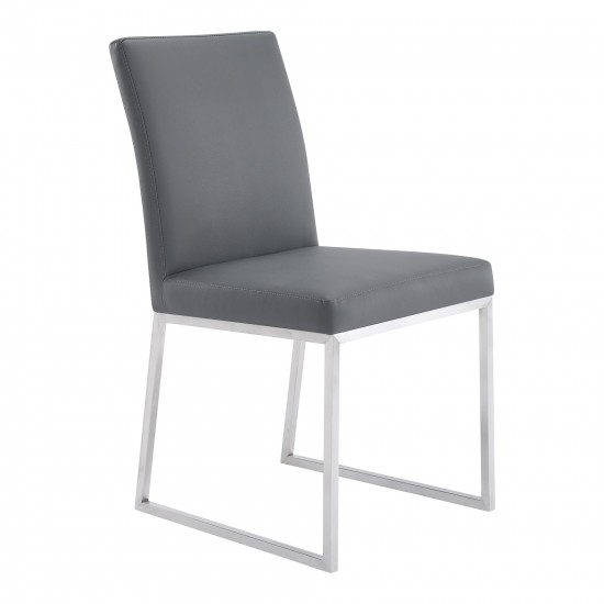 Trevor Contemporary Dining Chair in Brushed Stainless Steel - Set of 2