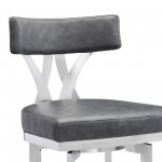 Natalie 26" Counter Height Vintage Grey Faux Leather Upholstery Bar Stool