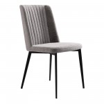 Maine Dining Chair in Matte Black Finish and Gray Fabric - Set of 2