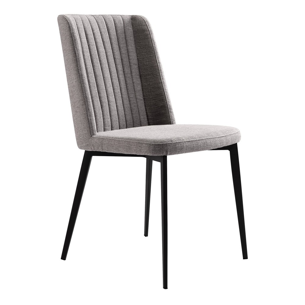 Maine Dining Chair in Matte Black Finish and Gray Fabric - Set of 2