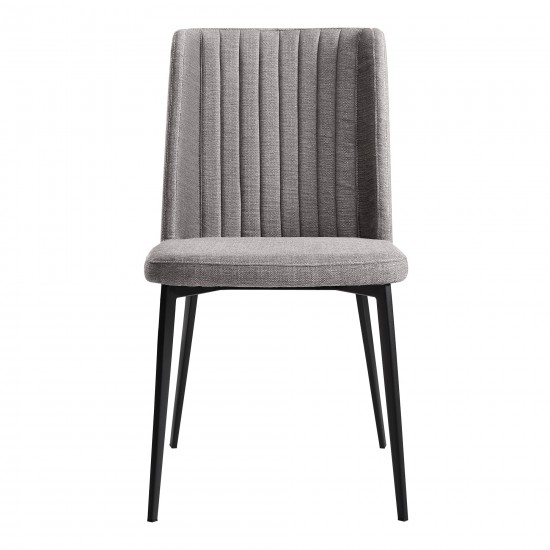 Maine Dining Chair in Matte Black Finish and Gray Fabric - Set of 2