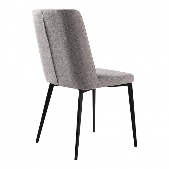 Maine Dining Chair in Matte Black Finish and Gray Fabric - Set of 2