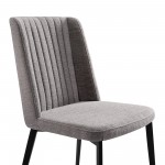 Maine Dining Chair in Matte Black Finish and Gray Fabric - Set of 2