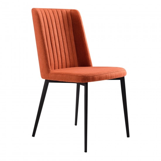 Maine Dining Chair in Matte Black Finish and Orange Fabric - Set of 2