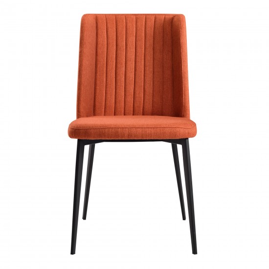 Maine Dining Chair in Matte Black Finish and Orange Fabric - Set of 2