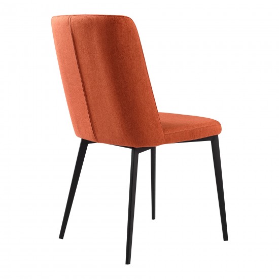 Maine Dining Chair in Matte Black Finish and Orange Fabric - Set of 2