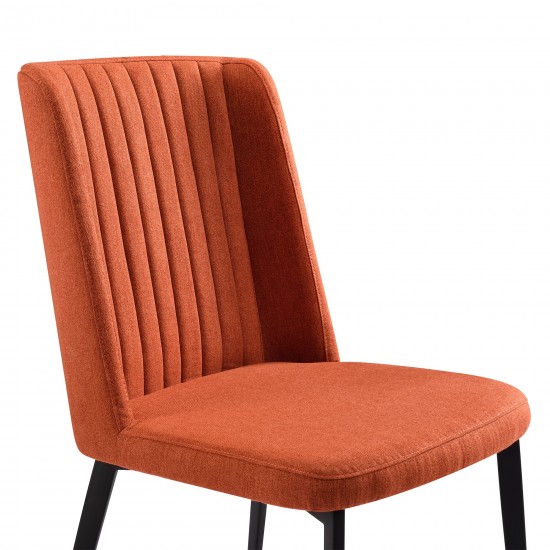 Maine Dining Chair in Matte Black Finish and Orange Fabric - Set of 2