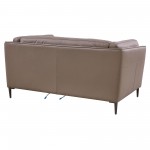 Primrose Contemporary Loveseat in Dark Metal Finish and Greige Genuine Leather