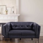 Primrose Contemporary Loveseat in Dark Metal Finish and Navy Genuine Leather
