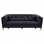 Primrose Contemporary Sofa in Dark Metal Finish and Navy Genuine Leather